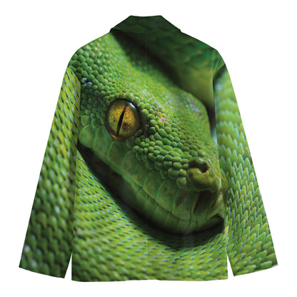Green Tree Python Snake Print Men's Blazer