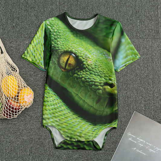 Green Tree Python Snake Print Men's Bodysuit