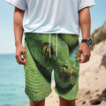 Green Tree Python Snake Print Men's Cargo Shorts