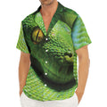 Green Tree Python Snake Print Men's Deep V-Neck Shirt