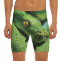 Green Tree Python Snake Print Men's Long Boxer Briefs