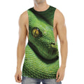 Green Tree Python Snake Print Men's Muscle Tank Top