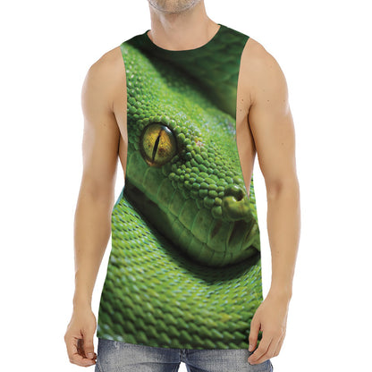 Green Tree Python Snake Print Men's Muscle Tank Top