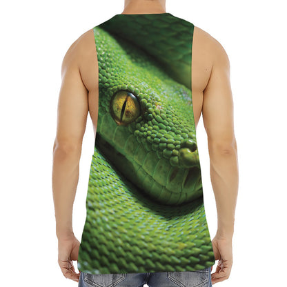 Green Tree Python Snake Print Men's Muscle Tank Top