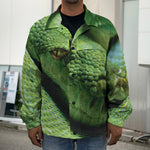 Green Tree Python Snake Print Men's Shirt Jacket