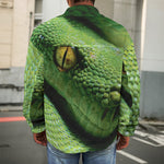 Green Tree Python Snake Print Men's Shirt Jacket