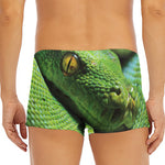 Green Tree Python Snake Print Men's Short Boxer Briefs