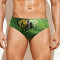 Green Tree Python Snake Print Men's Swim Briefs