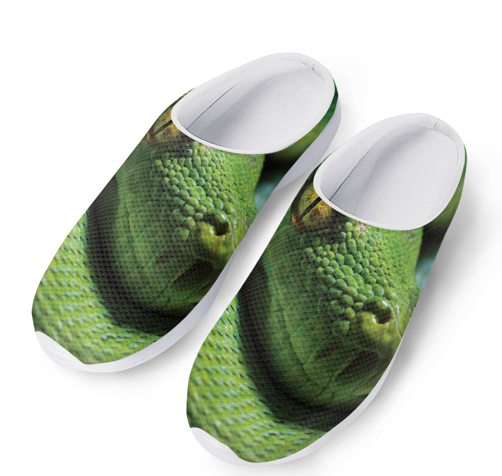 Green Tree Python Snake Print Mesh Casual Shoes