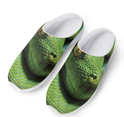 Green Tree Python Snake Print Mesh Casual Shoes