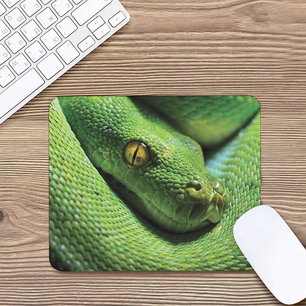 Green Tree Python Snake Print Mouse Pad