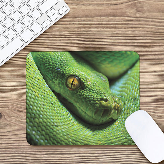 Green Tree Python Snake Print Mouse Pad