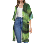 Green Tree Python Snake Print Open Front Beach Cover Up