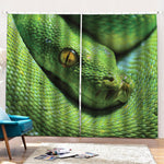 Green Tree Python Snake Print Pencil Pleat Curtains