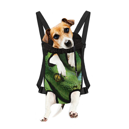 Green Tree Python Snake Print Pet Carrier Backpack