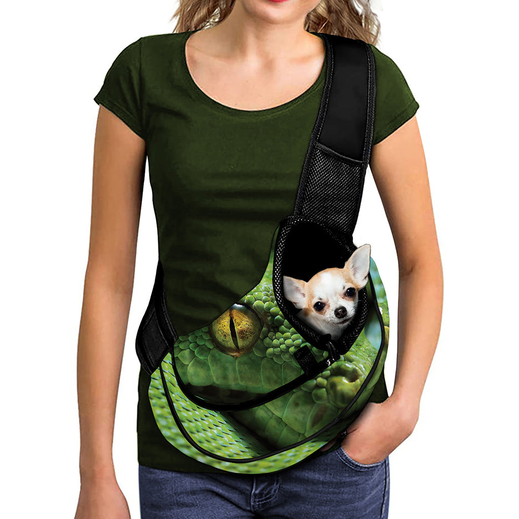 Green Tree Python Snake Print Pet Sling Carrier