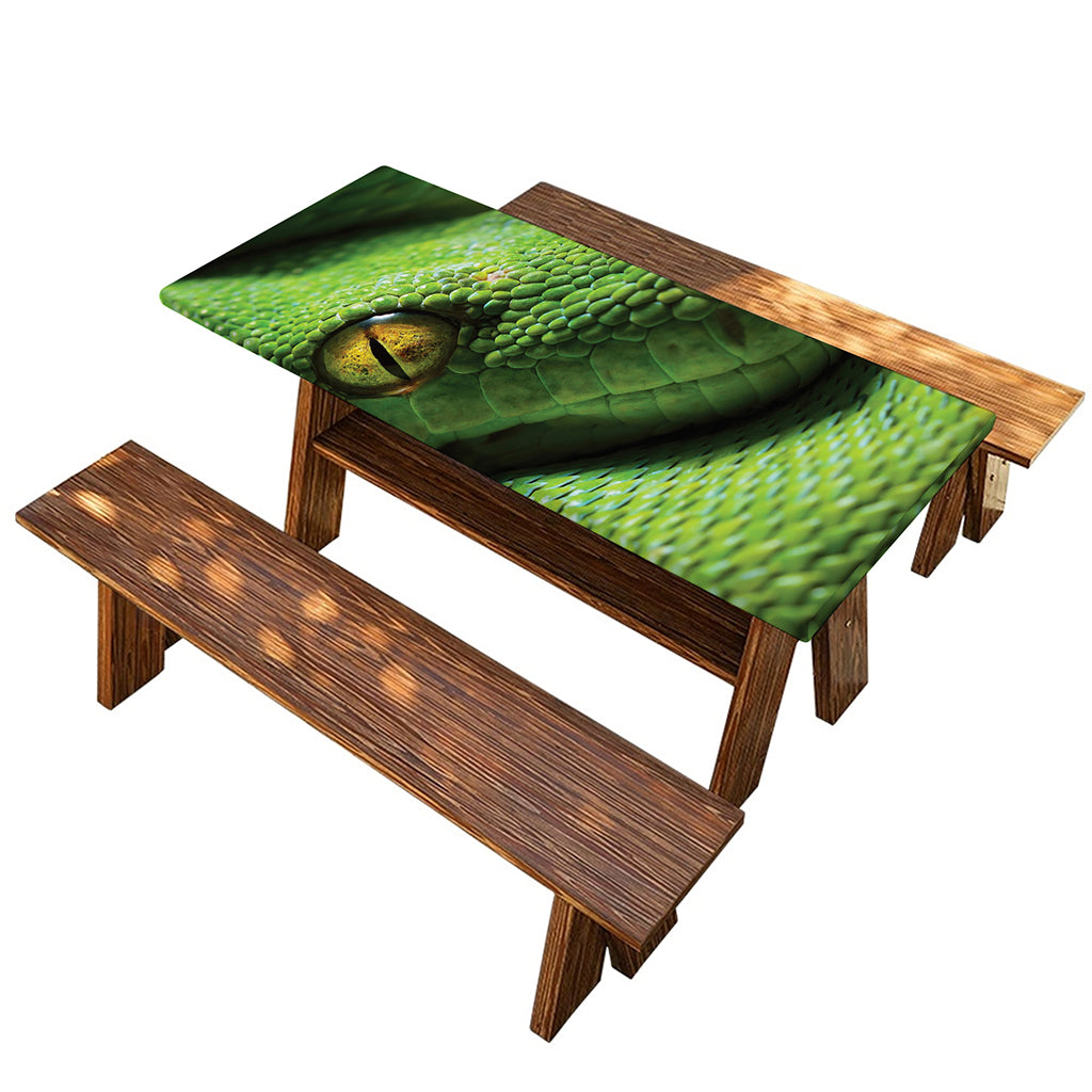 Green Tree Python Snake Print Picnic Table Cover