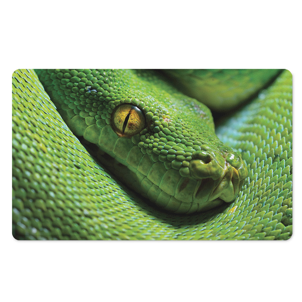 Green Tree Python Snake Print Polyester Doormat