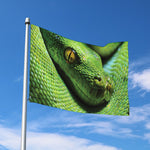 Green Tree Python Snake Print Polyester Flag
