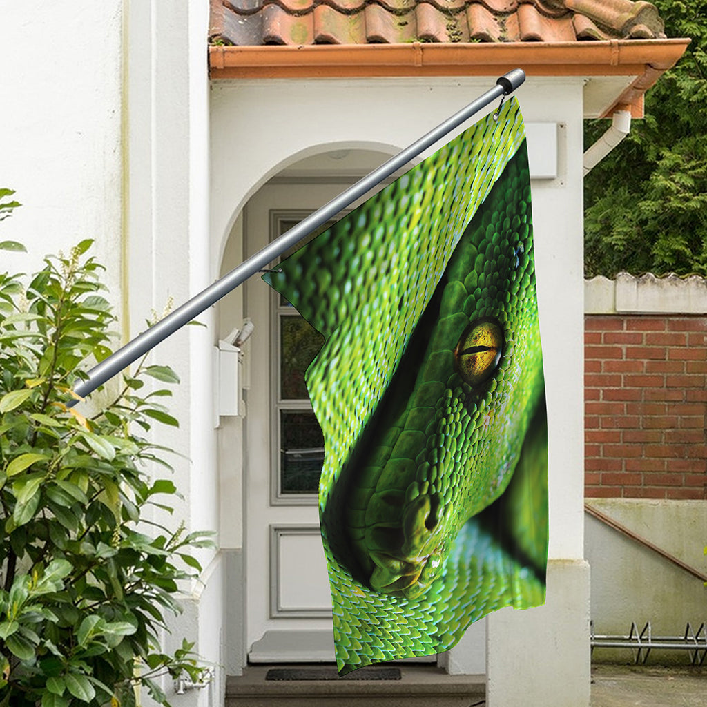 Green Tree Python Snake Print Polyester Flag
