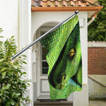Green Tree Python Snake Print Polyester Flag