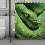 Green Tree Python Snake Print Polyester Shower Curtain