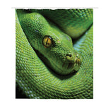 Green Tree Python Snake Print Polyester Shower Curtain