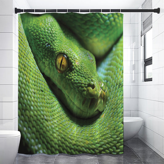 Green Tree Python Snake Print Premium Shower Curtain
