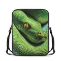 Green Tree Python Snake Print Rectangular Crossbody Bag
