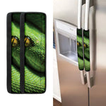 Green Tree Python Snake Print Refrigerator Handle Covers