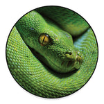 Green Tree Python Snake Print Round Floor Mat