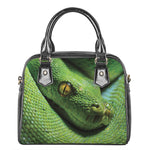 Green Tree Python Snake Print Shoulder Handbag
