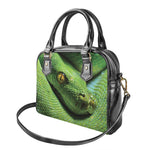 Green Tree Python Snake Print Shoulder Handbag