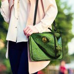 Green Tree Python Snake Print Shoulder Strap Bible Bag