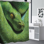 Green Tree Python Snake Print Shower Curtain