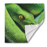 Green Tree Python Snake Print Silk Bandana