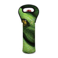 Green Tree Python Snake Print Single Neoprene Wine Tote