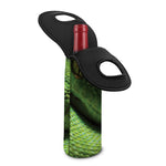 Green Tree Python Snake Print Single Neoprene Wine Tote