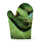 Green Tree Python Snake Print Single Oven Mitt