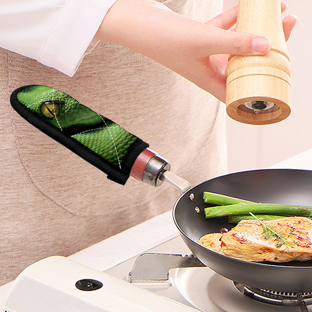 Green Tree Python Snake Print Skillet Handle Cover