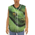 Green Tree Python Snake Print Sleeveless Baseball Jersey
