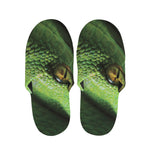 Green Tree Python Snake Print Slippers