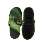 Green Tree Python Snake Print Slippers