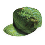 Green Tree Python Snake Print Snapback Cap
