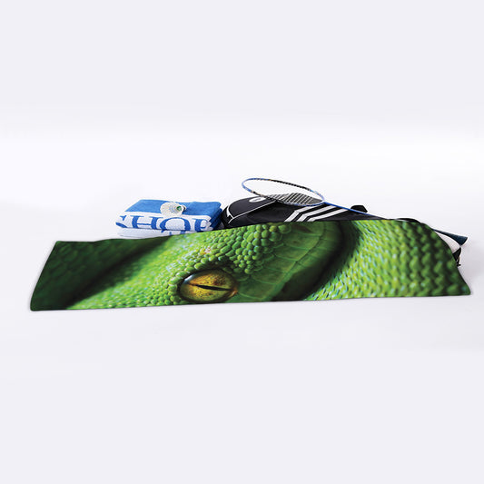Green Tree Python Snake Print Sports Towel