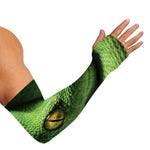 Green Tree Python Snake Print Sun Protection Arm Sleeves