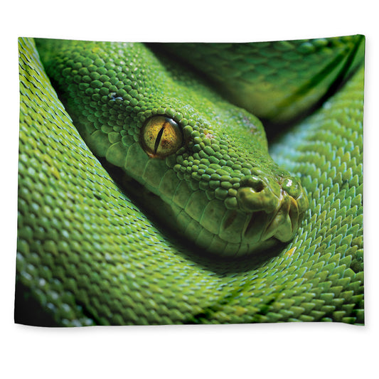 Green Tree Python Snake Print Tapestry