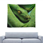 Green Tree Python Snake Print Tapestry