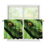 Green Tree Python Snake Print Tier Curtains