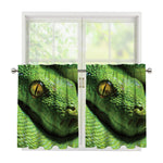 Green Tree Python Snake Print Tier Curtains